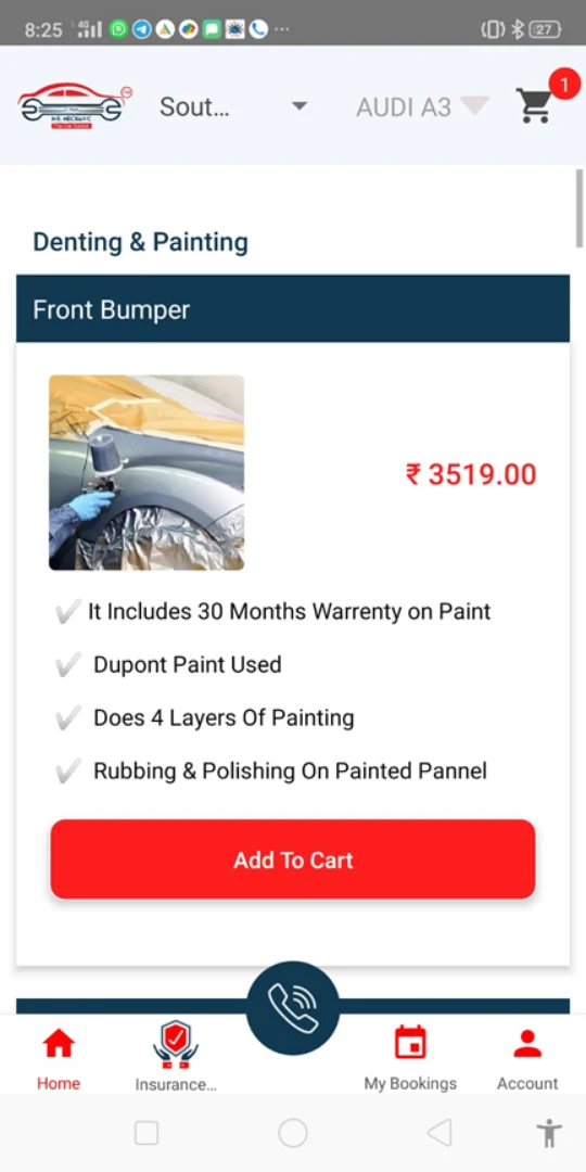 Service Booking App: Service package details