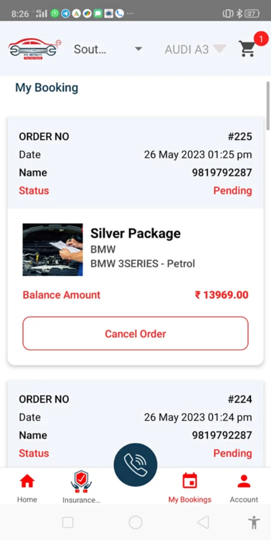 Service Booking App: My bookings