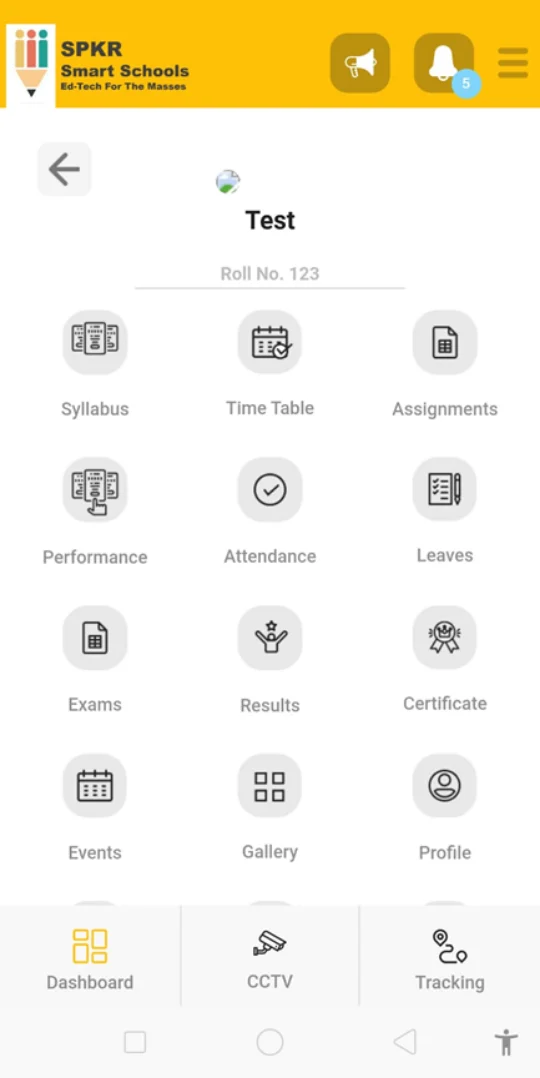 School App: Student dashboard