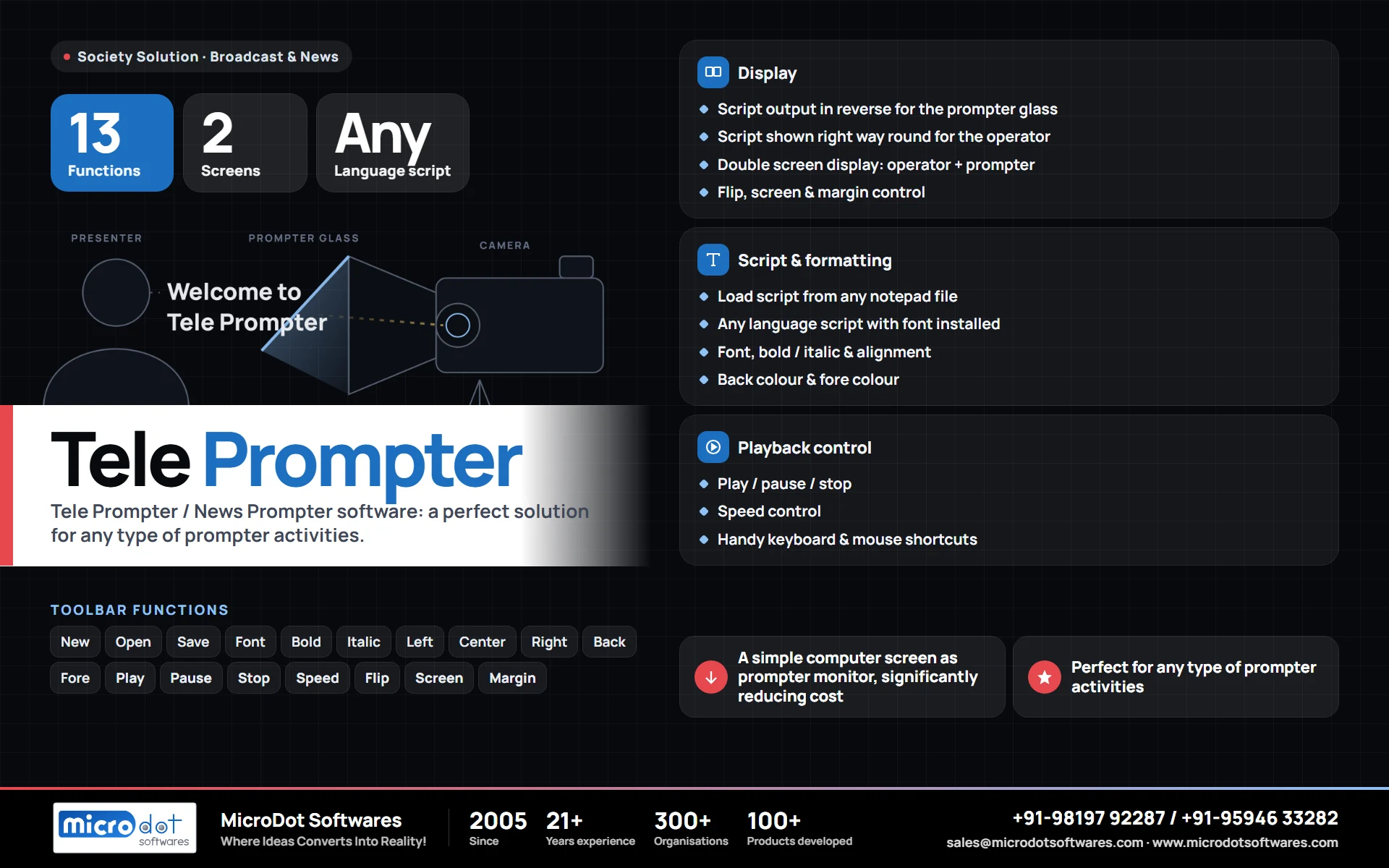 Tele Prompter: features and benefits